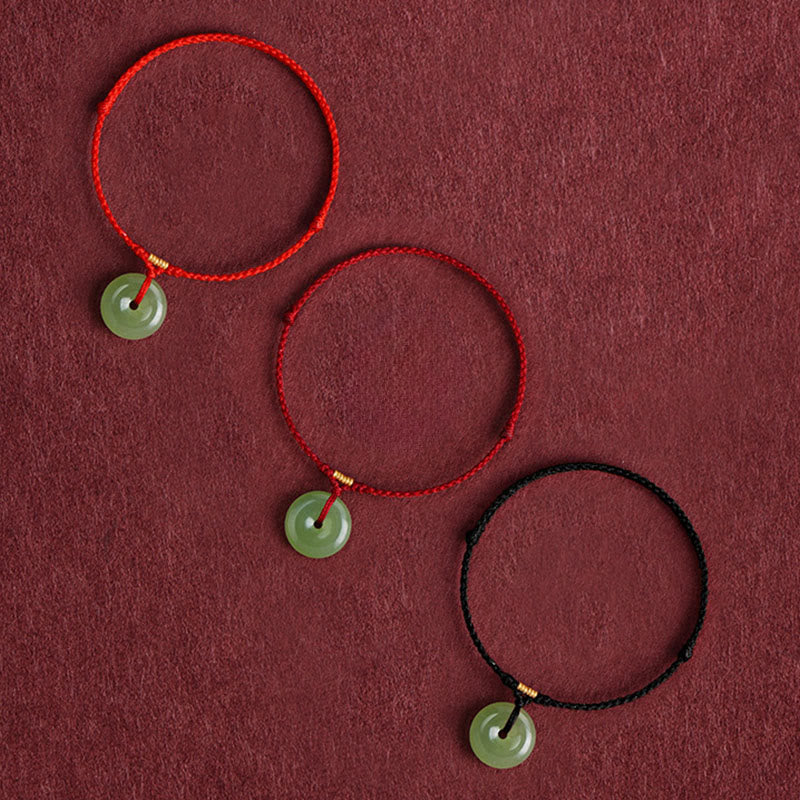 Pulsera tobillera con hebilla de paz y hilo de jade hetiano natural de Buddha Stones - image 13
