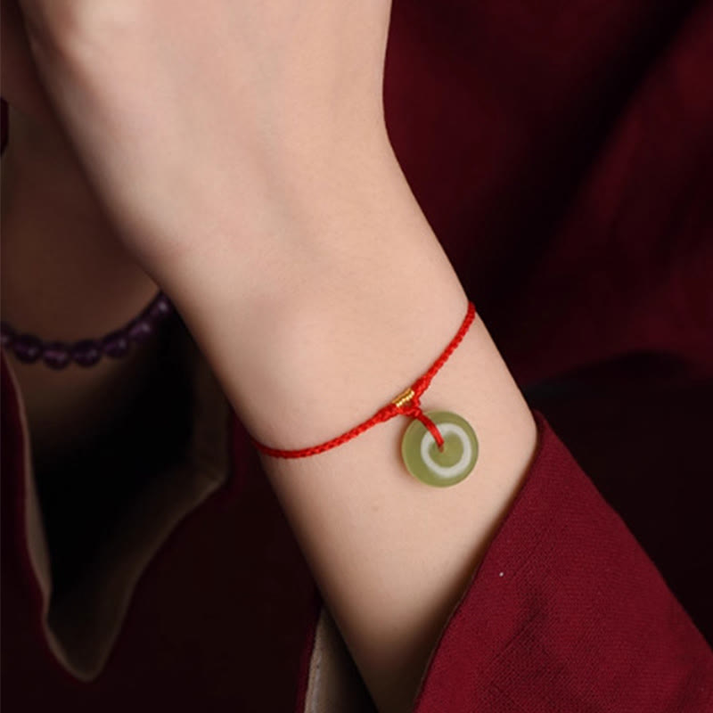 Pulsera tobillera con hebilla de paz y hilo de jade hetiano natural de Buddha Stones - image 4