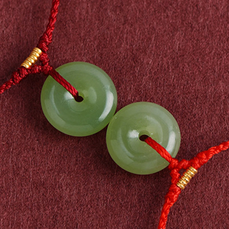 Pulsera tobillera con hebilla de paz y hilo de jade hetiano natural de Buddha Stones - image 12