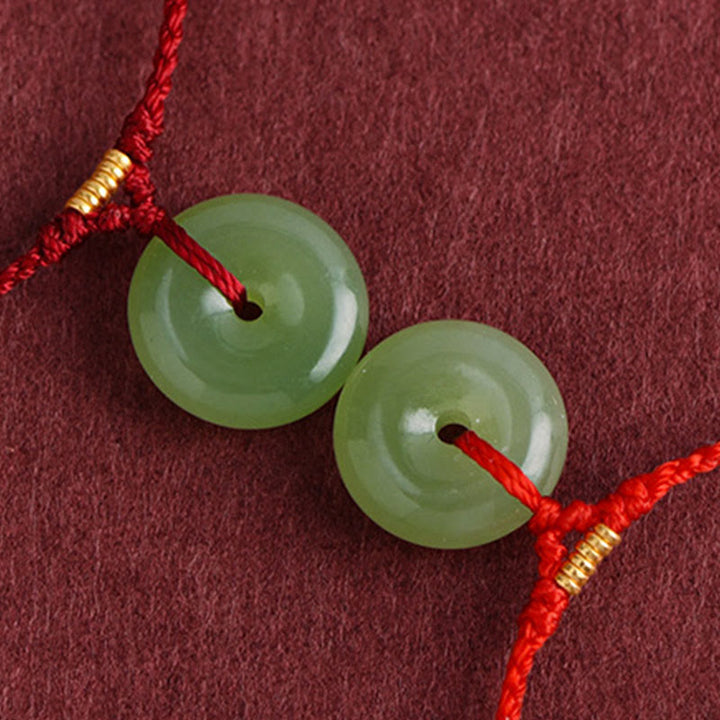 Pulsera tobillera con hebilla de paz y hilo de jade hetiano natural de Buddha Stones - image 12