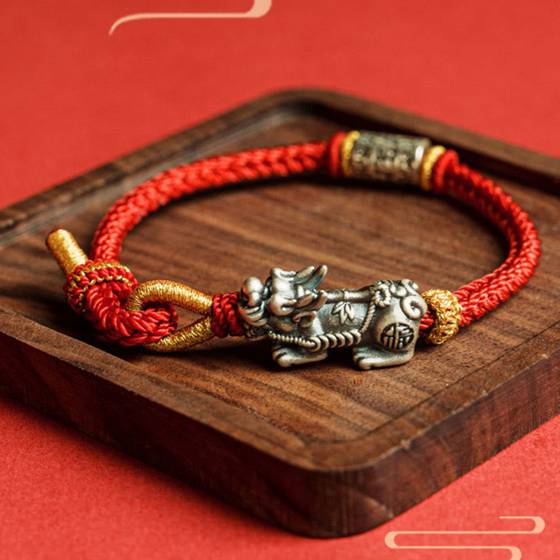 Pulsera de hilo protector Pixiu Om Mani Padme Hum de plata de ley 925 con Buddha Stones - image 1