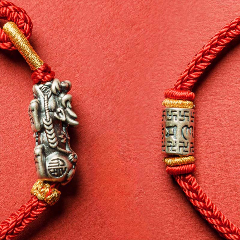 Pulsera de hilo protector Pixiu Om Mani Padme Hum de plata de ley 925 con Buddha Stones - image 11