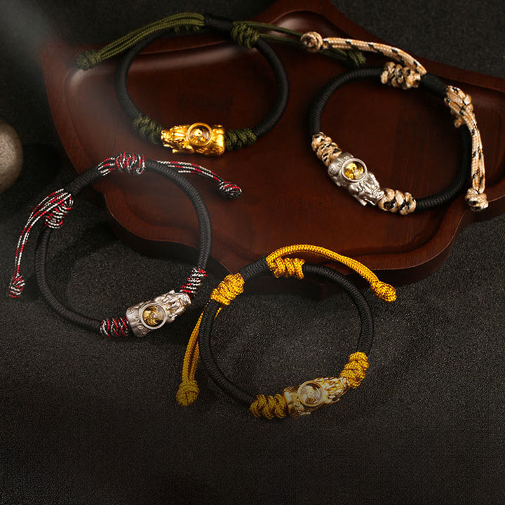 Pulsera de cuerda tejida a mano con Buddha Stones Pi Xiu para la riqueza y la suerte - image 14