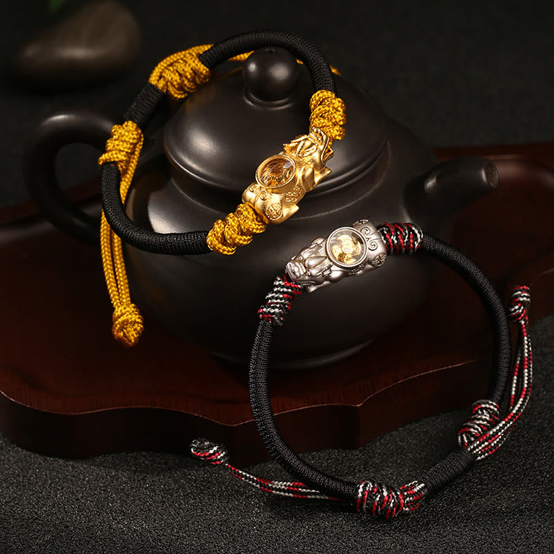 Pulsera de cuerda tejida a mano con Buddha Stones Pi Xiu para la riqueza y la suerte - image 11