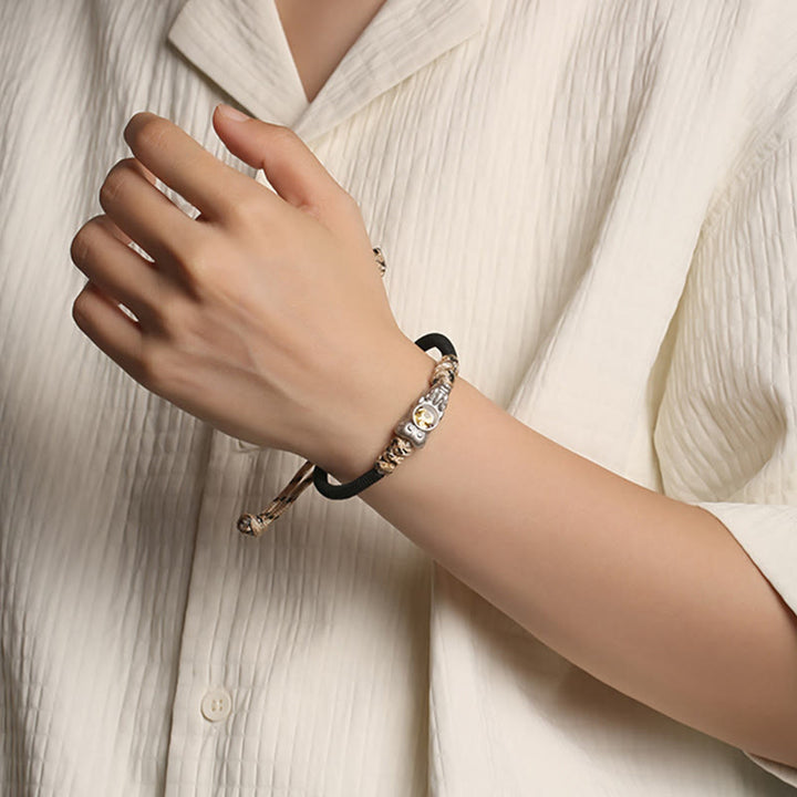 Pulsera de cuerda tejida a mano con Buddha Stones Pi Xiu para la riqueza y la suerte - image 3