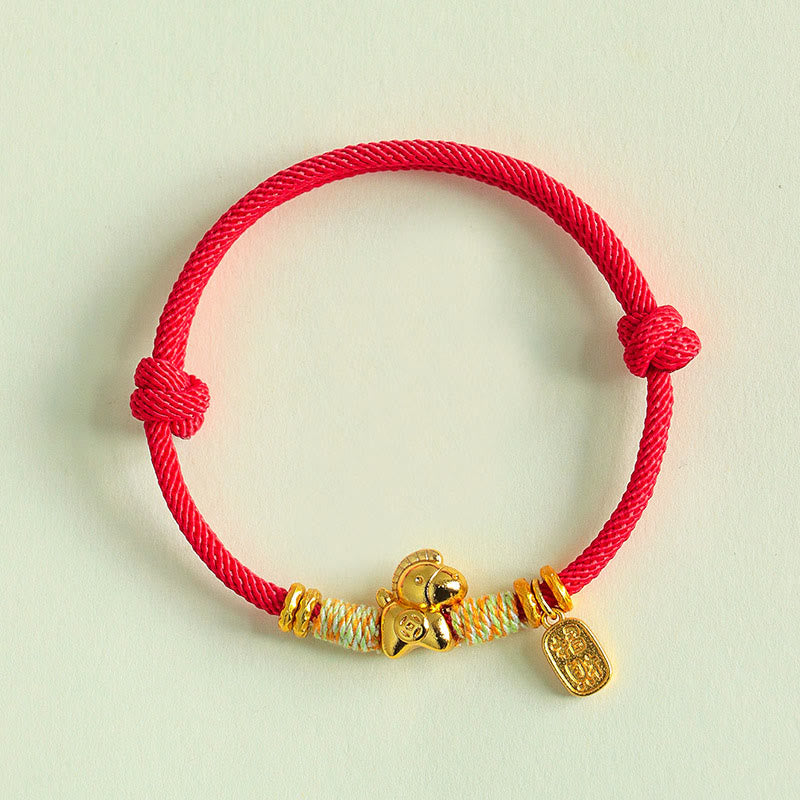 Pulsera trenzada con amuleto de la suerte y la fortuna, hilo rojo y negro , con Buddha Stones y el Año del Caballo - image 3