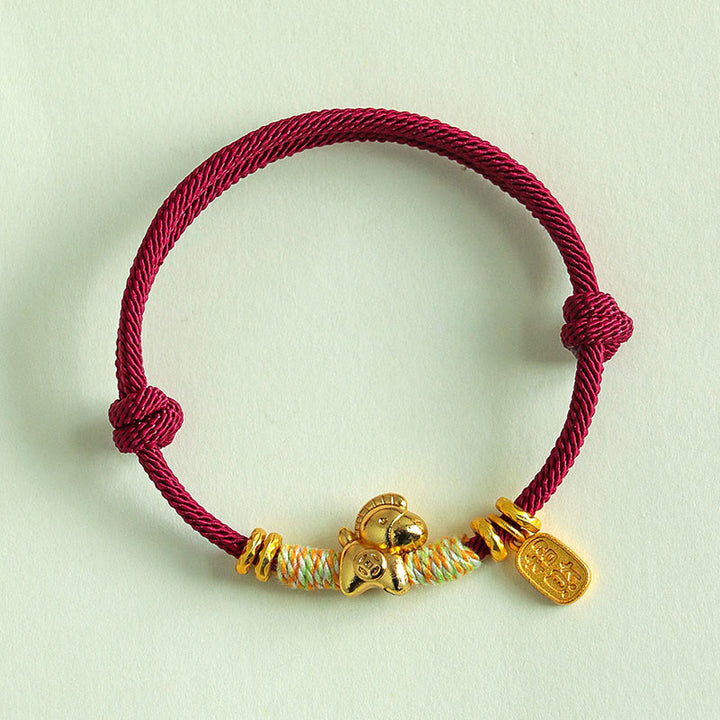 Pulsera trenzada con amuleto de la suerte y la fortuna, hilo rojo y negro , con Buddha Stones y el Año del Caballo - image 9