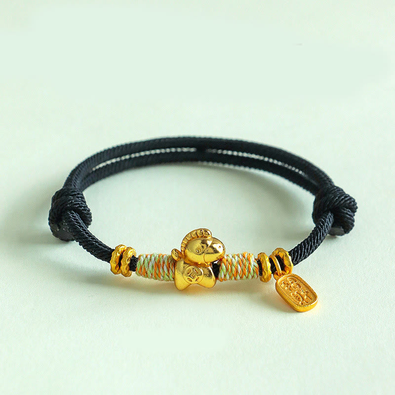 Pulsera trenzada con amuleto de la suerte y la fortuna, hilo rojo y negro , con Buddha Stones y el Año del Caballo - Cuerda negra (circunferencia de la muñeca: 15-19 cm) - image 12