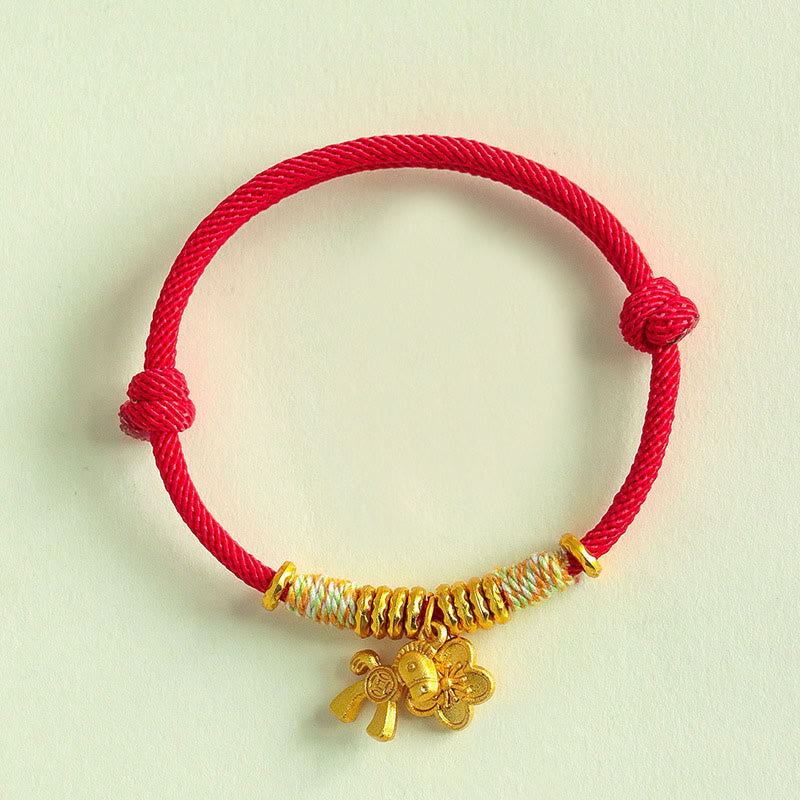 Pulsera hecha a mano con Buddha Stones y el Año del Caballo con hilo rojo - Hilo rojo (circunferencia de la muñeca: 15-19 cm) - image 0