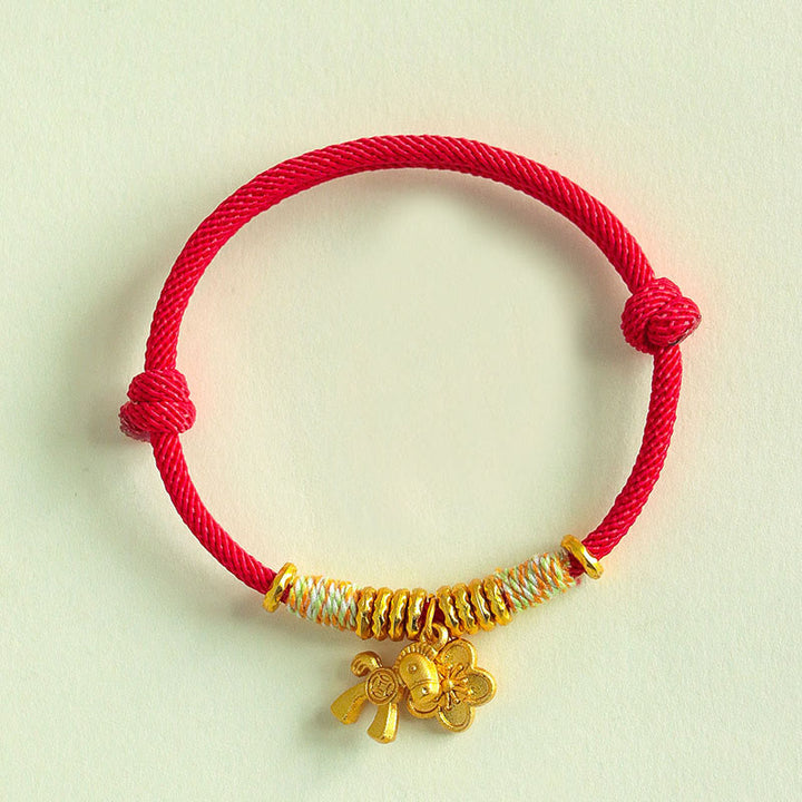 Pulsera hecha a mano con Buddha Stones y el Año del Caballo con hilo rojo - Hilo rojo (circunferencia de la muñeca: 15-19 cm) - image 0