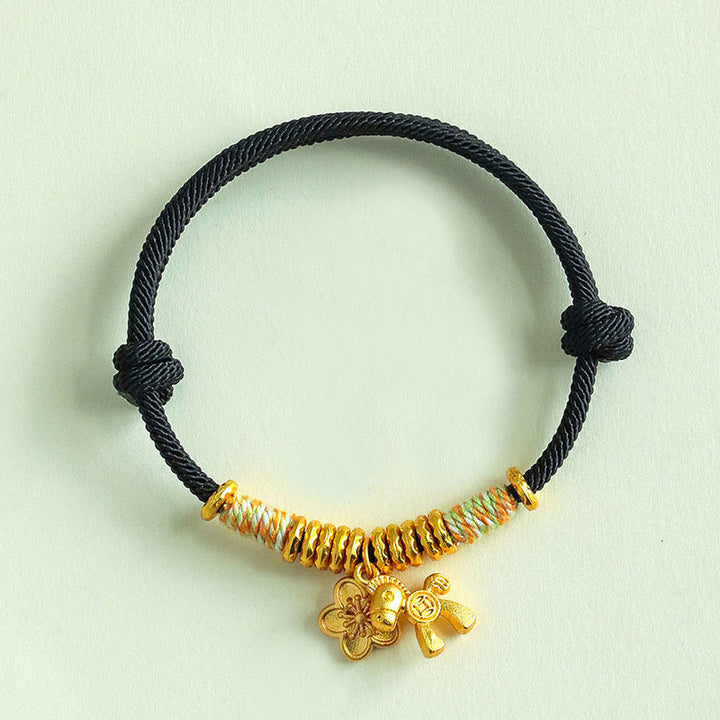 Pulsera hecha a mano con Buddha Stones y el Año del Caballo con hilo rojo - Cuerda negra (circunferencia de la muñeca: 15-19 cm) - image 12