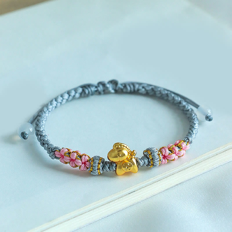 Pulsera de la suerte con hilo rojo y nudo de flor de durazno multicolor con Buddha Stones del Año del Caballo - image 19