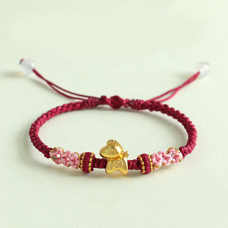 Pulsera de la suerte con hilo rojo y nudo de flor de durazno multicolor con Buddha Stones del Año del Caballo - Cuerda roja oscura (circunferencia de la muñeca: 15-19 cm) - image 14