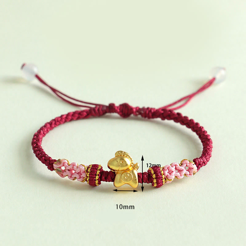 Pulsera de la suerte con hilo rojo y nudo de flor de durazno multicolor con Buddha Stones del Año del Caballo - image 15