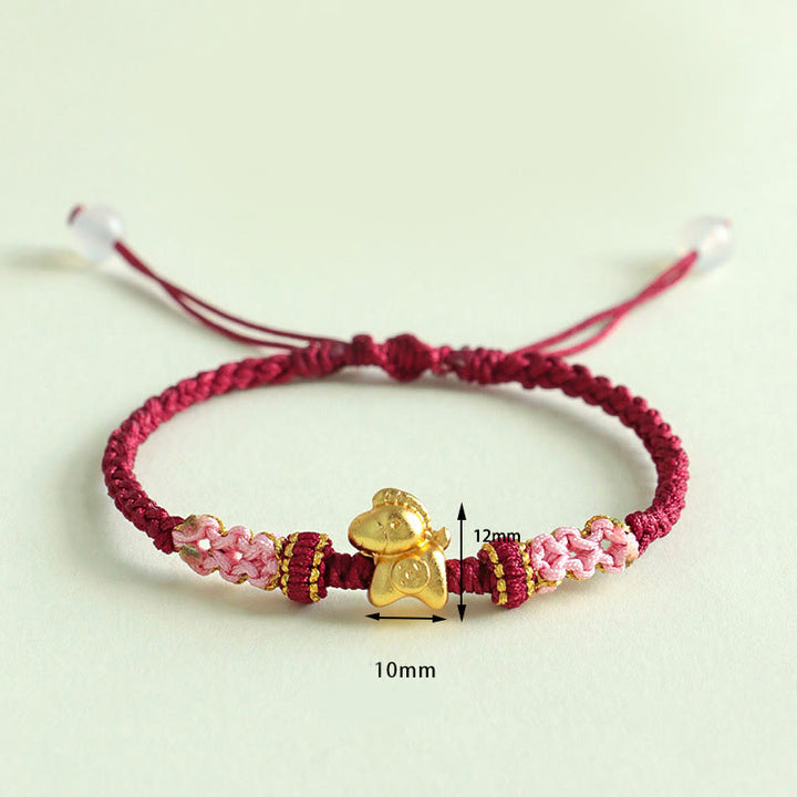 Pulsera de la suerte con hilo rojo y nudo de flor de durazno multicolor con Buddha Stones del Año del Caballo - image 15