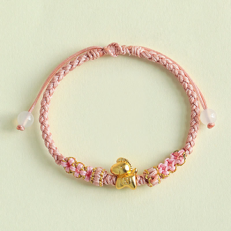 Pulsera de la suerte con hilo rojo y nudo de flor de durazno multicolor con Buddha Stones del Año del Caballo - image 12