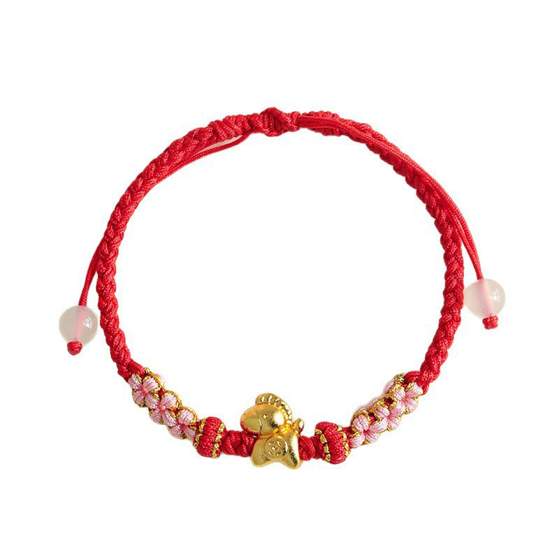 Pulsera de la suerte con hilo rojo y nudo de flor de durazno multicolor con Buddha Stones del Año del Caballo - image 6