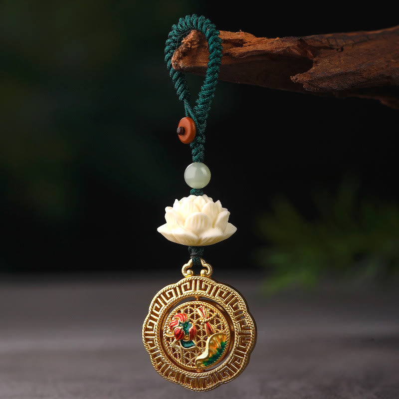 Llavero giratorio de cobre con cuentas de jade hetiano y semillas de Bodhi de Buddha Stones - image 3