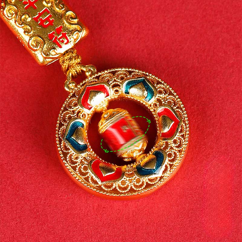 Rueda de oración de cobre con Buddha Stones, cinco direcciones, dioses de la riqueza, equilibrio, llavero giratorio - image 7
