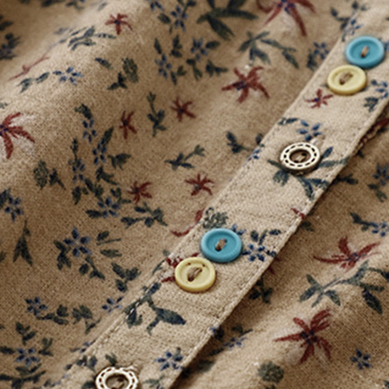 Camisa de algodón de manga larga para mujer con estampado floral otoñal de Buddha Stones y botones - image 20