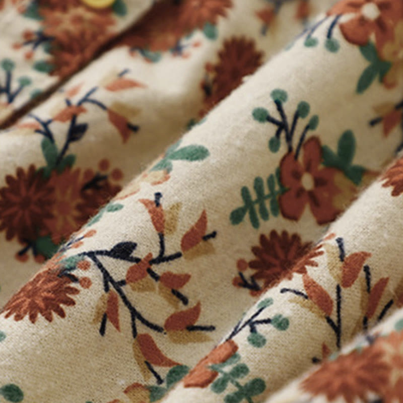 Camisa de algodón de manga larga para mujer con estampado floral otoñal de Buddha Stones y botones - image 6