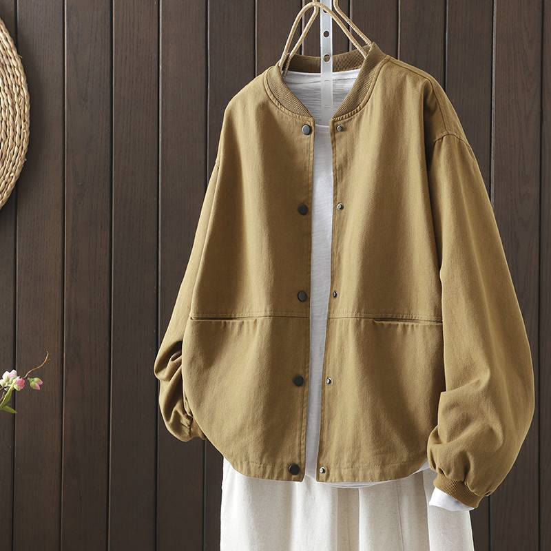 Chaqueta de algodón de manga larga con botones y bolsillos para mujer, con estampado de Buddha Stones Fall - Vara de oro pálida - US14，UK/AU18，EU46 (2XL) - image 19