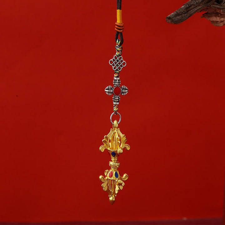 Llavero de cuerda con Buddha Stones Vajra para la iluminación - Oro - image 2