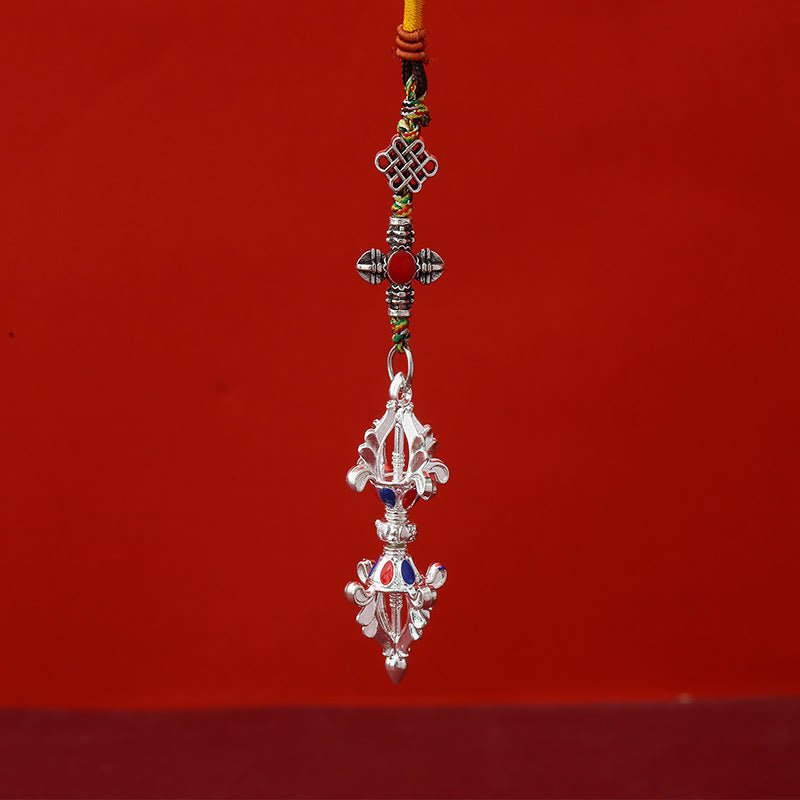 Llavero de cuerda con Buddha Stones Vajra para la iluminación - Plata - image 3