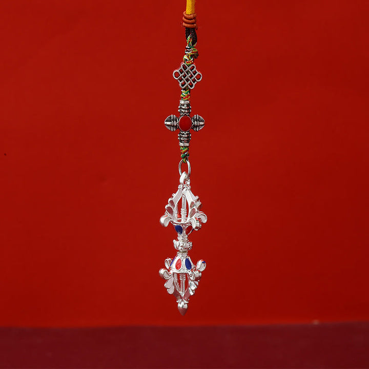 Llavero de cuerda con Buddha Stones Vajra para la iluminación - Plata - image 3