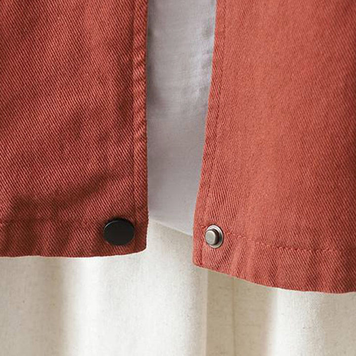 Chaqueta de algodón de manga larga con botones y bolsillos para mujer, con estampado de Buddha Stones Fall - image 4