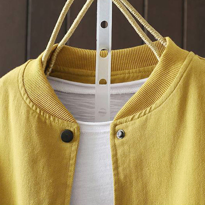 Chaqueta de algodón de manga larga con botones y bolsillos para mujer, con estampado de Buddha Stones Fall - image 9