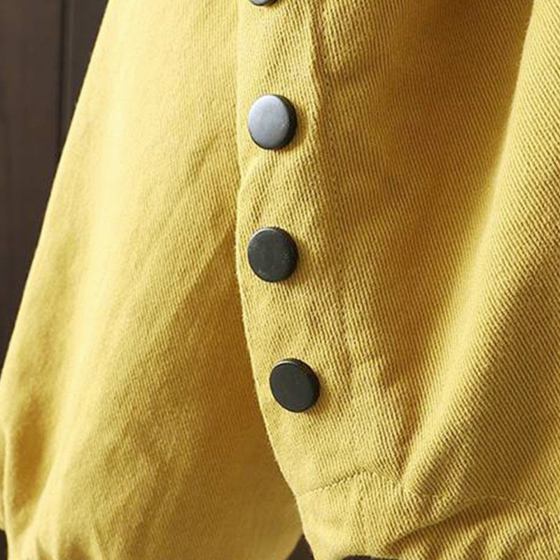 Chaqueta de algodón de manga larga con botones y bolsillos para mujer, con estampado de Buddha Stones Fall - image 14