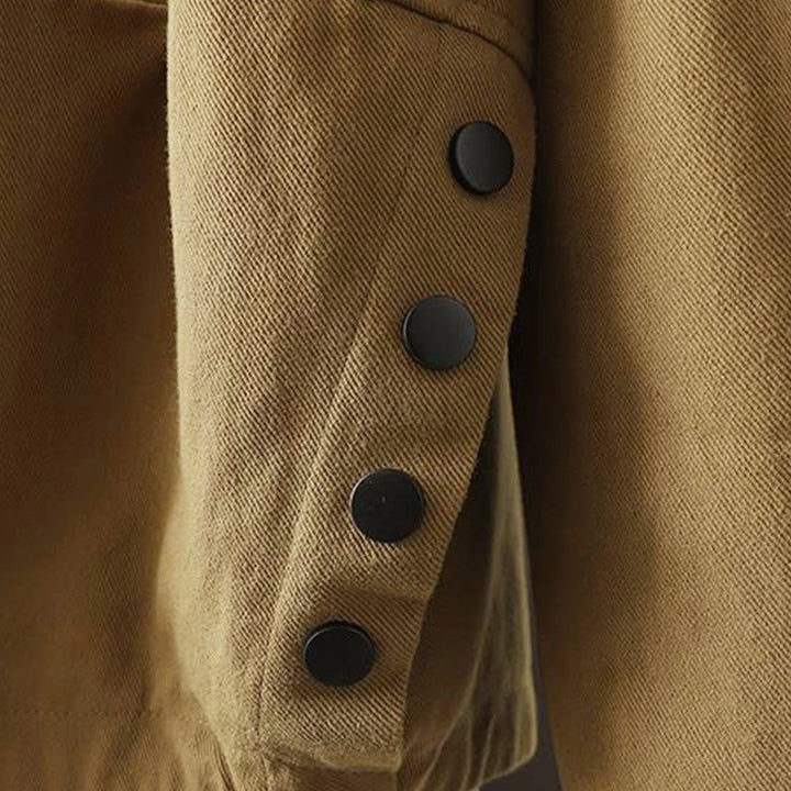 Chaqueta de algodón de manga larga con botones y bolsillos para mujer, con estampado de Buddha Stones Fall - image 23