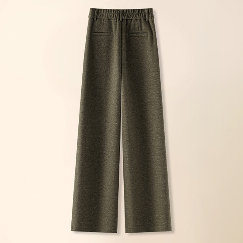 Pantalones anchos de algodón y lana gruesa con botones lisos y bolsillos para mujer de Buddha Stones - image 1