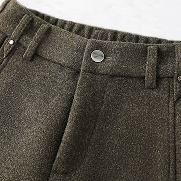 Pantalones anchos de algodón y lana gruesa con botones lisos y bolsillos para mujer de Buddha Stones - image 2