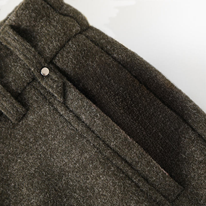 Pantalones anchos de algodón y lana gruesa con botones lisos y bolsillos para mujer de Buddha Stones - image 3