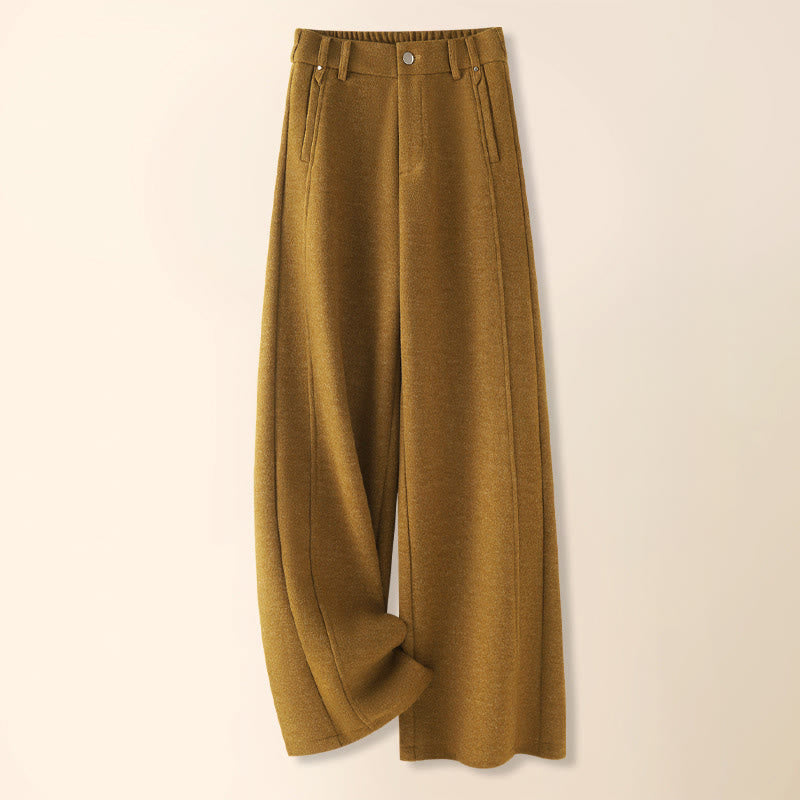 Pantalones anchos de algodón y lana gruesa con botones lisos y bolsillos para mujer de Buddha Stones - Vara de oro - US12, UK/AU16, EU44 (3XL) - image 5
