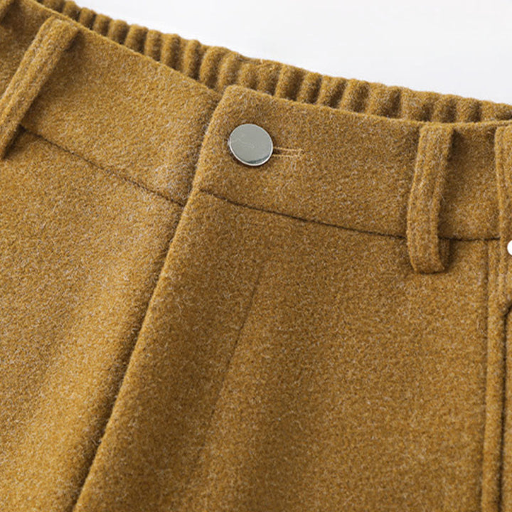 Pantalones anchos de algodón y lana gruesa con botones lisos y bolsillos para mujer de Buddha Stones - image 10