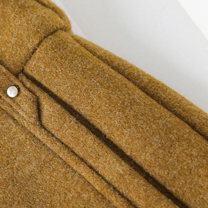 Pantalones anchos de algodón y lana gruesa con botones lisos y bolsillos para mujer de Buddha Stones - image 8