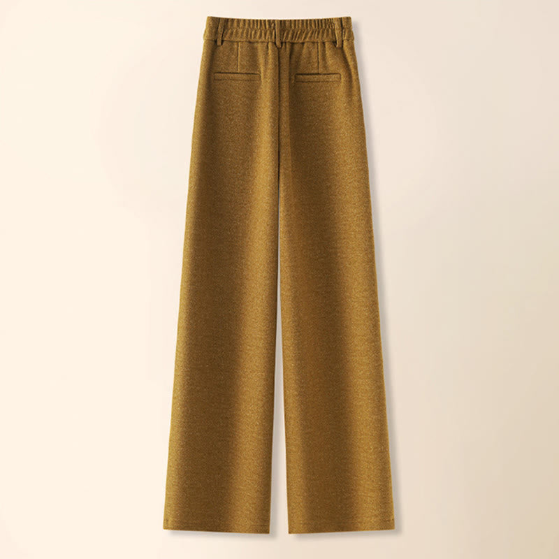 Pantalones anchos de algodón y lana gruesa con botones lisos y bolsillos para mujer de Buddha Stones - image 6