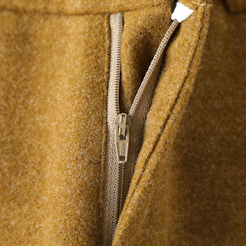 Pantalones anchos de algodón y lana gruesa con botones lisos y bolsillos para mujer de Buddha Stones - image 7