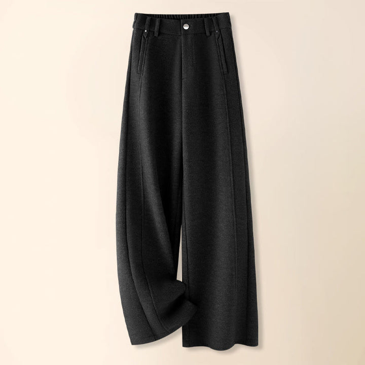Pantalones anchos de algodón y lana gruesa con botones lisos y bolsillos para mujer de Buddha Stones - Negro - US12, UK/AU16, EU44 (3XL) - image 12