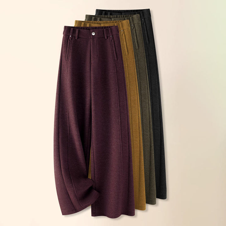 Pantalones anchos de algodón y lana gruesa con botones lisos y bolsillos para mujer de Buddha Stones - image 16