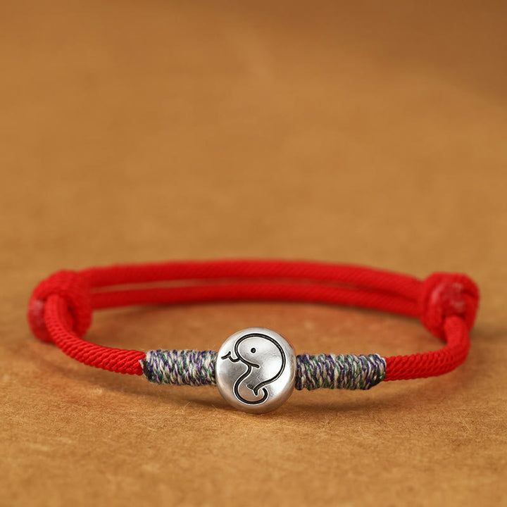 Pulsera trenzada de la suerte con Buddha Stones en plata de ley 999, año del caballo, del zodiaco chino - Serpiente de hilo rojo - 19-23 cm - image 34