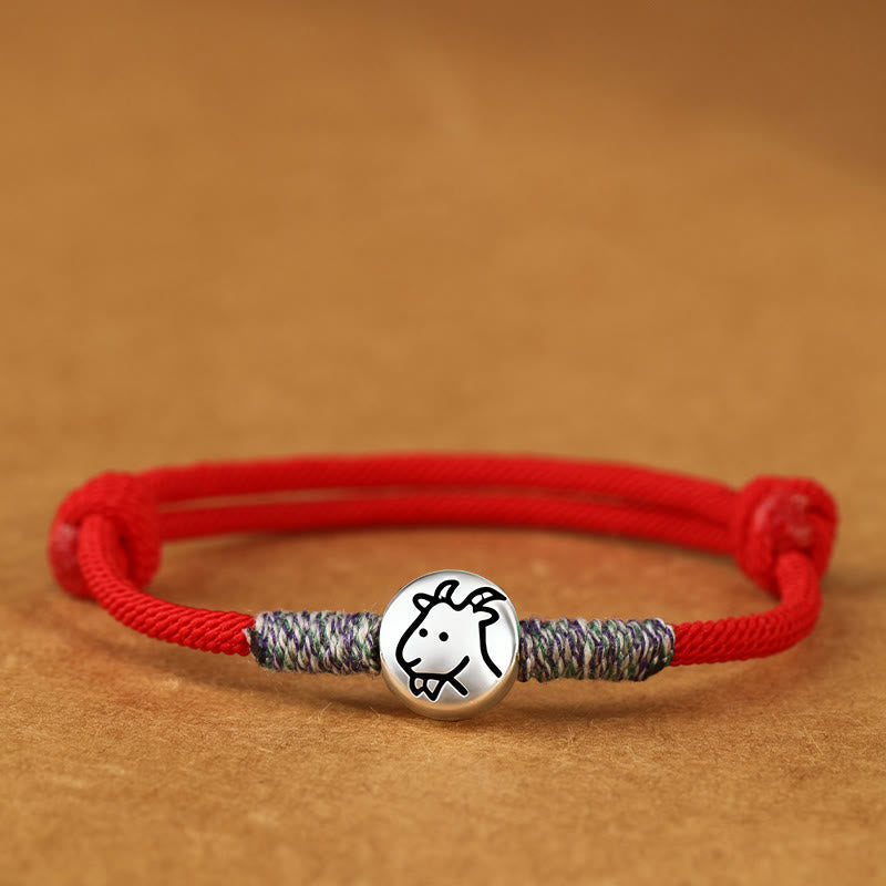 Pulsera trenzada de la suerte con Buddha Stones en plata de ley 999, año del caballo, del zodiaco chino - Cuerda roja de cabra - 19-23 cm - image 38