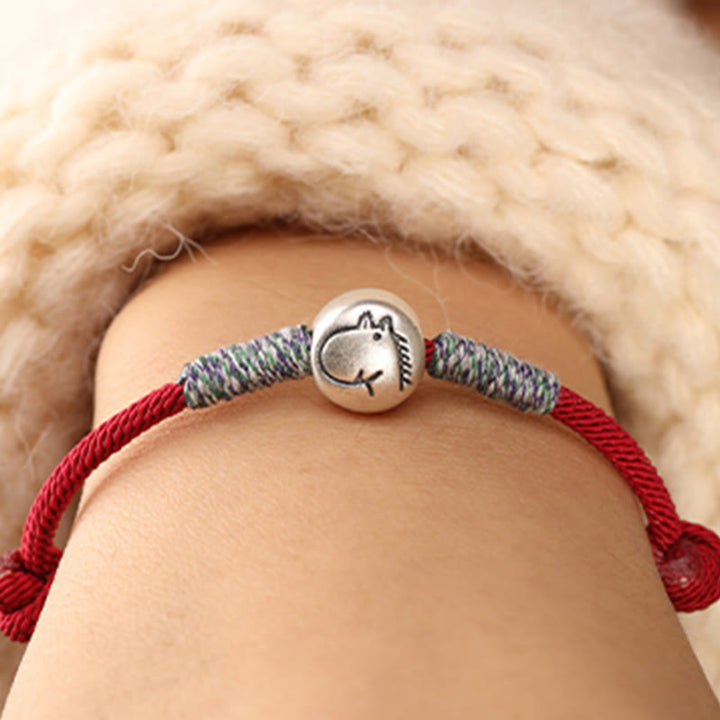 Pulsera trenzada de la suerte con Buddha Stones en plata de ley 999, año del caballo, del zodiaco chino - image 10