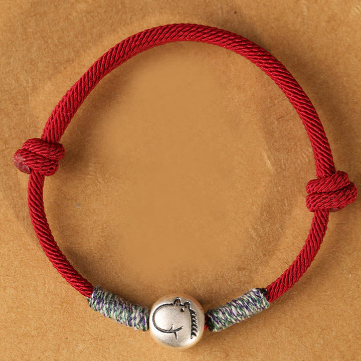 Pulsera trenzada de la suerte con Buddha Stones en plata de ley 999, año del caballo, del zodiaco chino - image 0