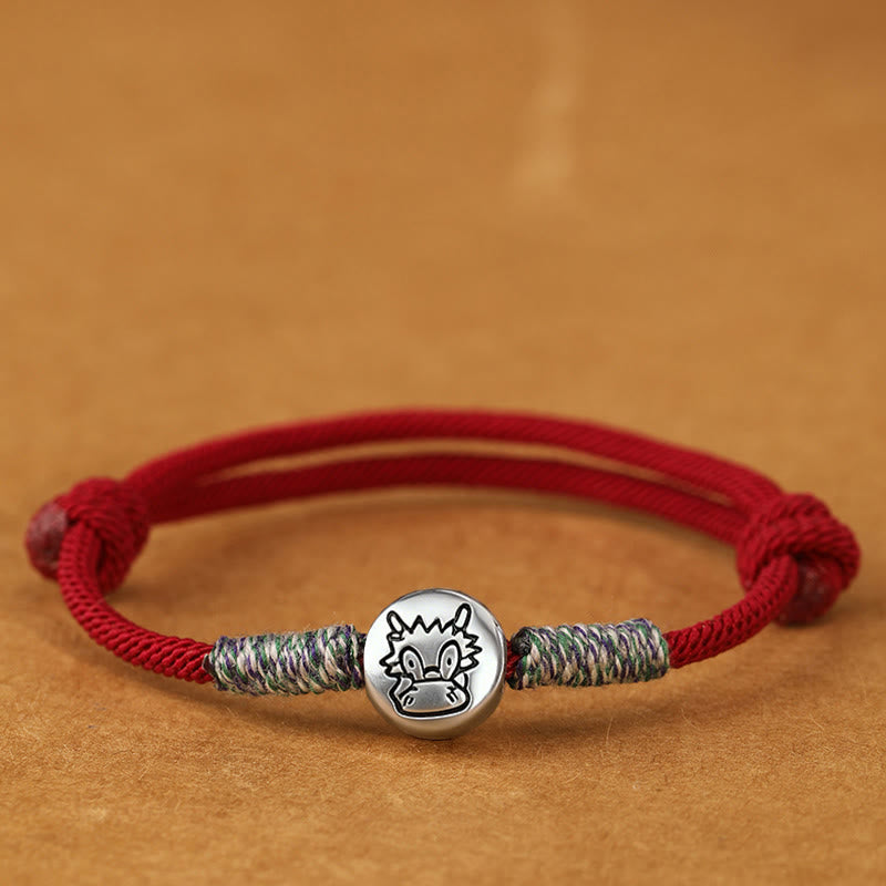 Pulsera trenzada de la suerte con Buddha Stones en plata de ley 999, año del caballo, del zodiaco chino - Cuerda de dragón rojo oscuro - 19-23 cm - image 22