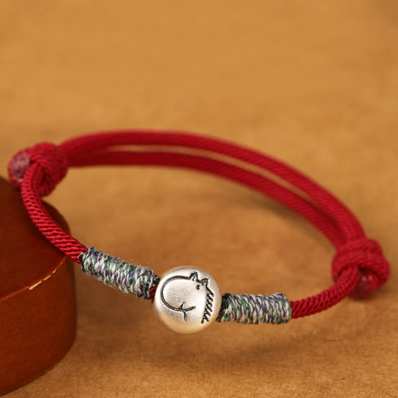 Pulsera trenzada de la suerte con Buddha Stones en plata de ley 999, año del caballo, del zodiaco chino - image 3