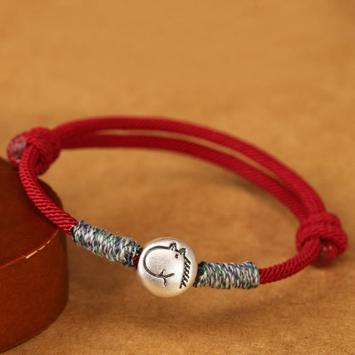 Pulsera trenzada de la suerte con Buddha Stones en plata de ley 999, año del caballo, del zodiaco chino - image 3